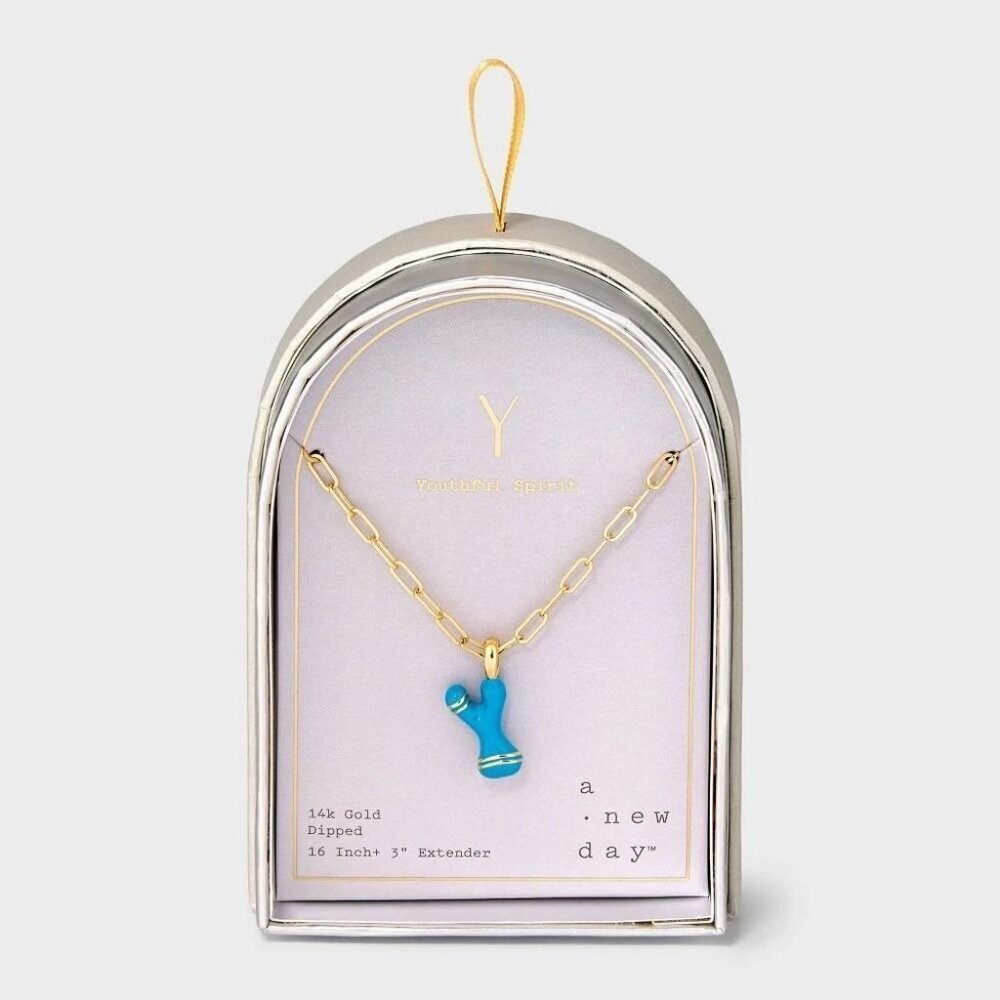 a New Day 14K Gold Dipped Enamel Initial Y Pendant Necklace
